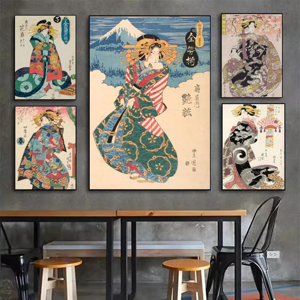 Interior Design Japanese - Retro japonês gueixa cartaz minimalista fácil