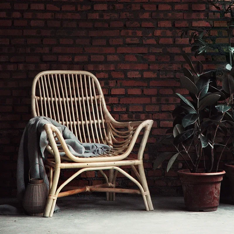 Interior Design Japanese - Cadeira Nórdica de Rattan Natural Individual