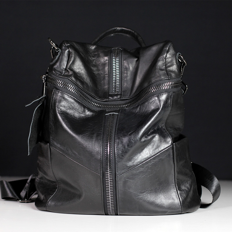 Interior Design School - IPinee-Mochila de couro genuíno para mulheres,