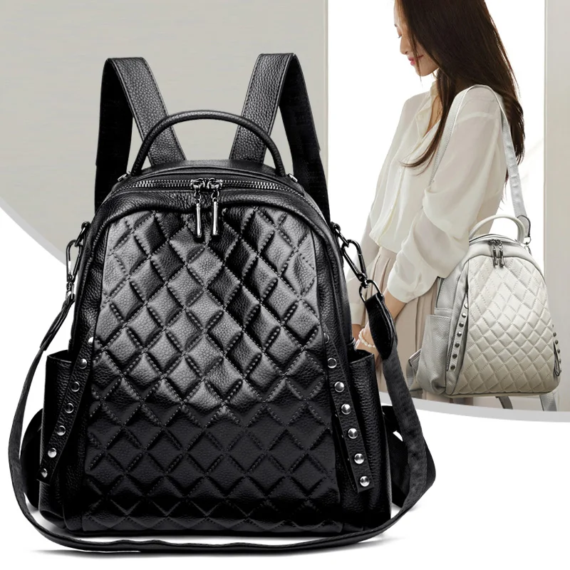 Genuíno couro mochila feminina - Interior Design School avaliação e preço